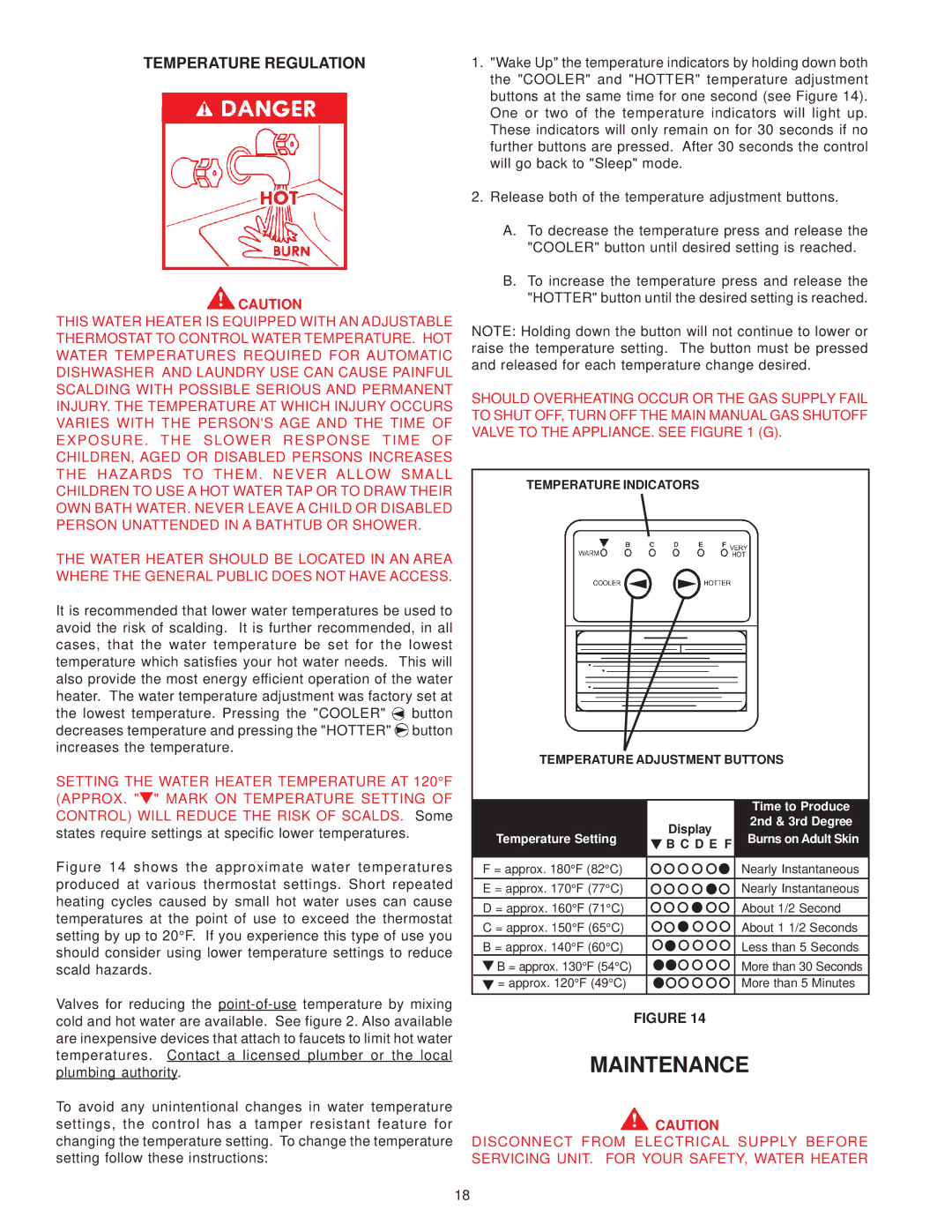 A.O. Smith BTX-80 warranty Maintenance, Temperature Regulation 