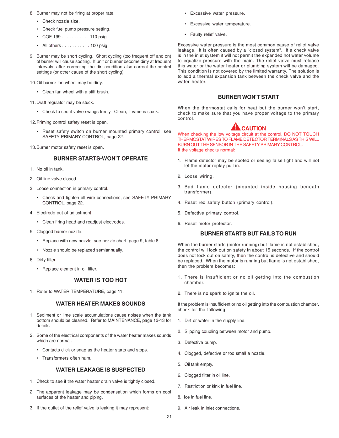 A.O. Smith COF-199 Burner STARTS-WONT Operate, Water is TOO HOT, Water Heater Makes Sounds, Water Leakage is Suspected 