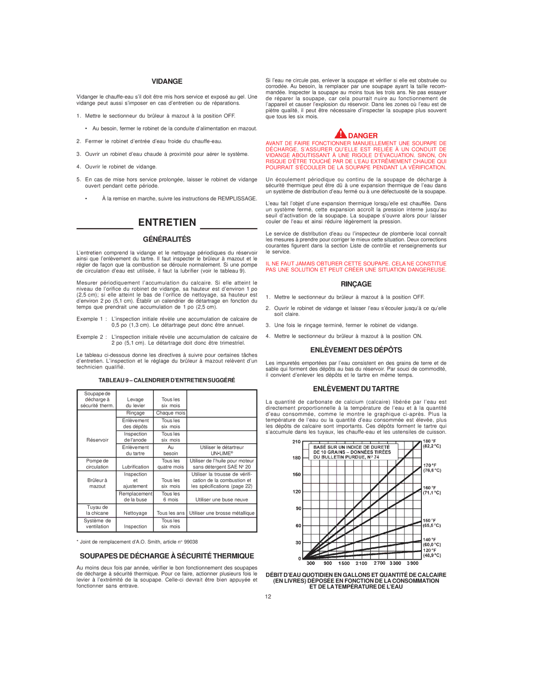 A.O. Smith COF-199 manual Entretien 