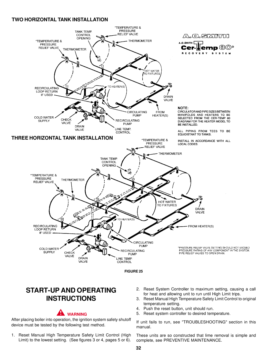 A.O. Smith DB/DW-720-1810 warranty START-UP and Operating Instructions 