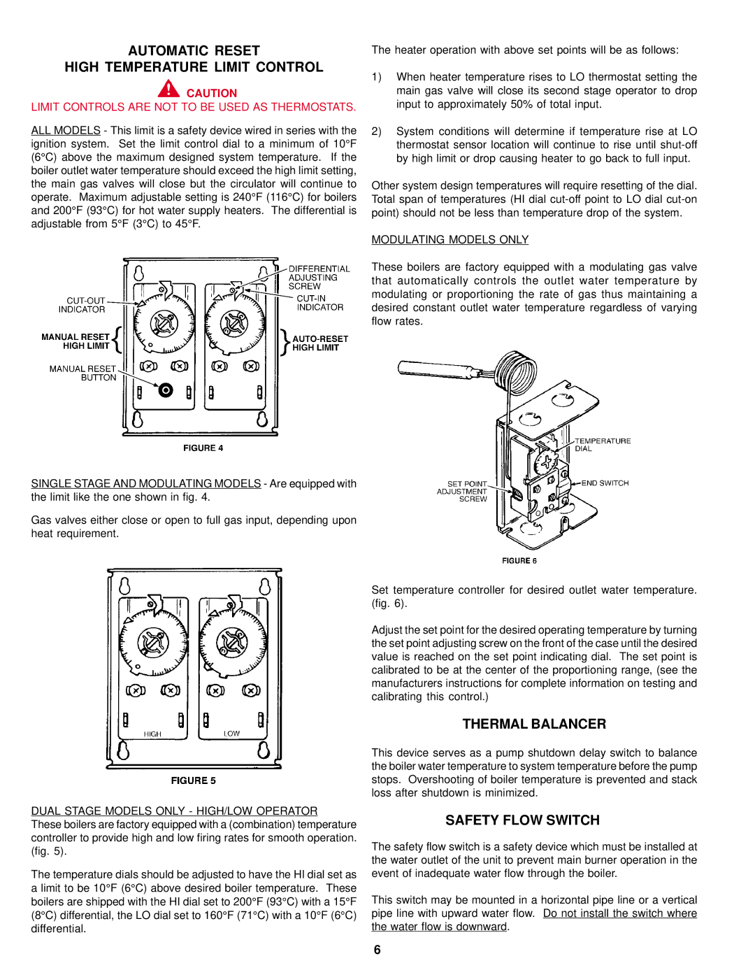 A.O. Smith DB/DW-720-1810 warranty Automatic Reset High Temperature Limit Control, Thermal Balancer, Safety Flow Switch 