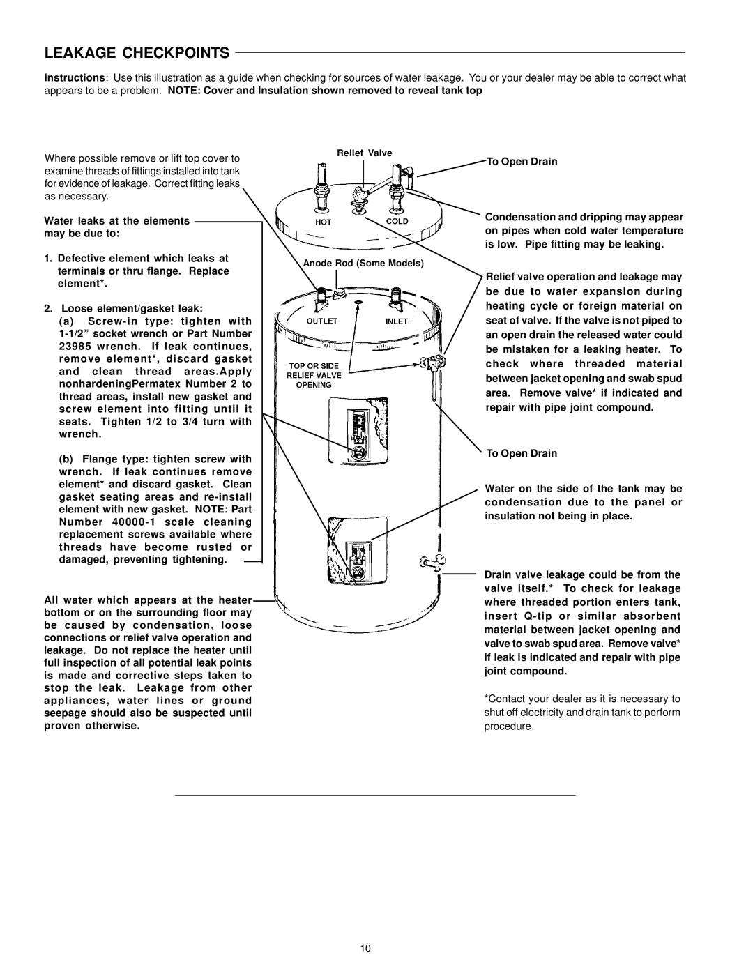 A.O. Smith del and del warranty Leakage Checkpoints 