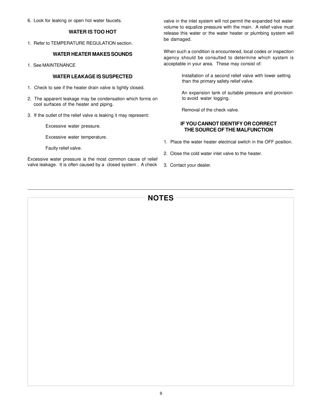 A.O. Smith del and del warranty Water is TOO HOT, Water Heater Makes Sounds, Water Leakage is Suspected 