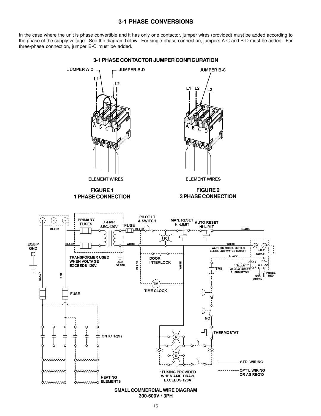 A.O. Smith DSE-5 THRU DSE-120 warranty Phase Conversions, Phase Contactor Jumper Configuration Phase Connection 