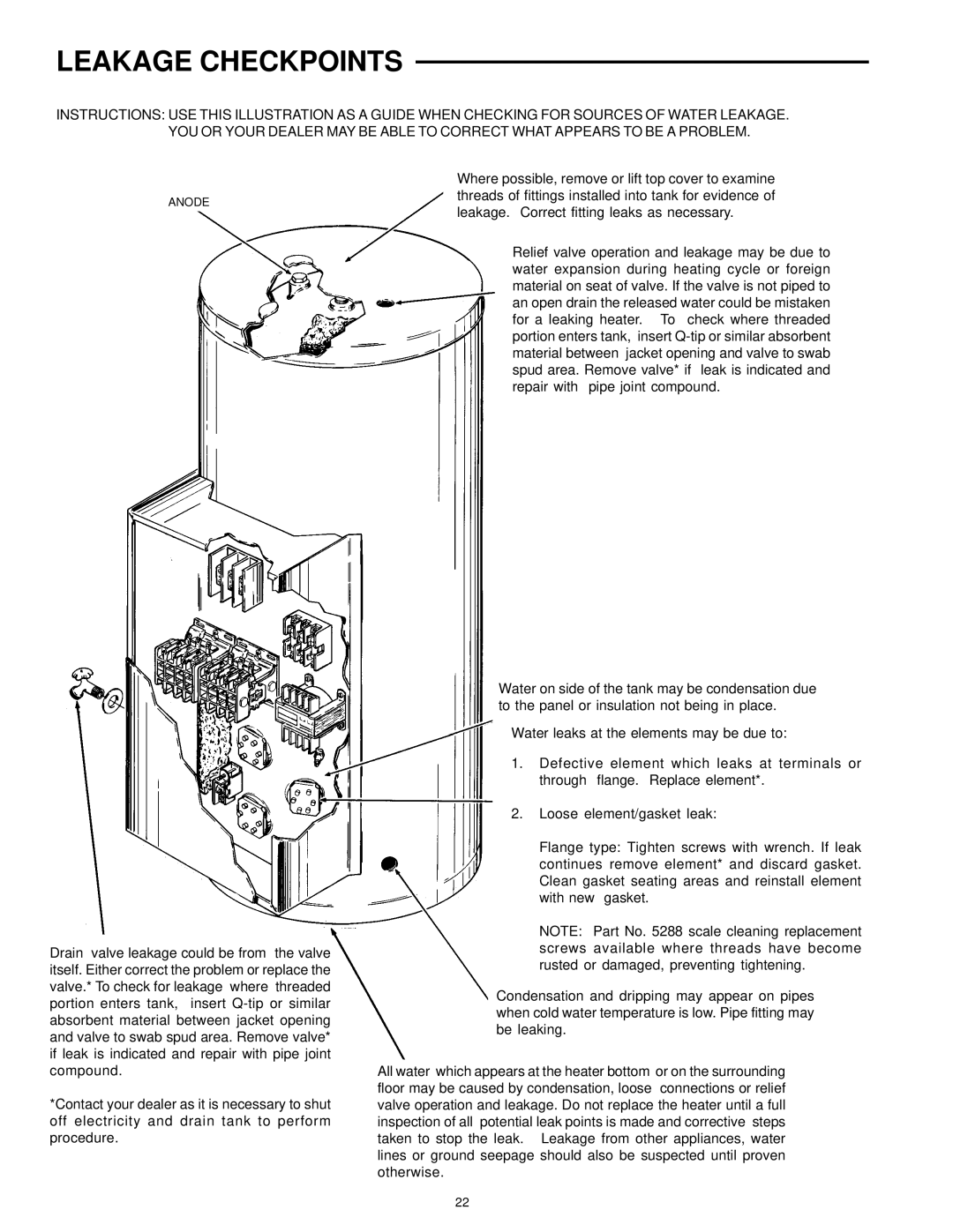 A.O. Smith DSE-5 THRU DSE-120 warranty Leakage Checkpoints 