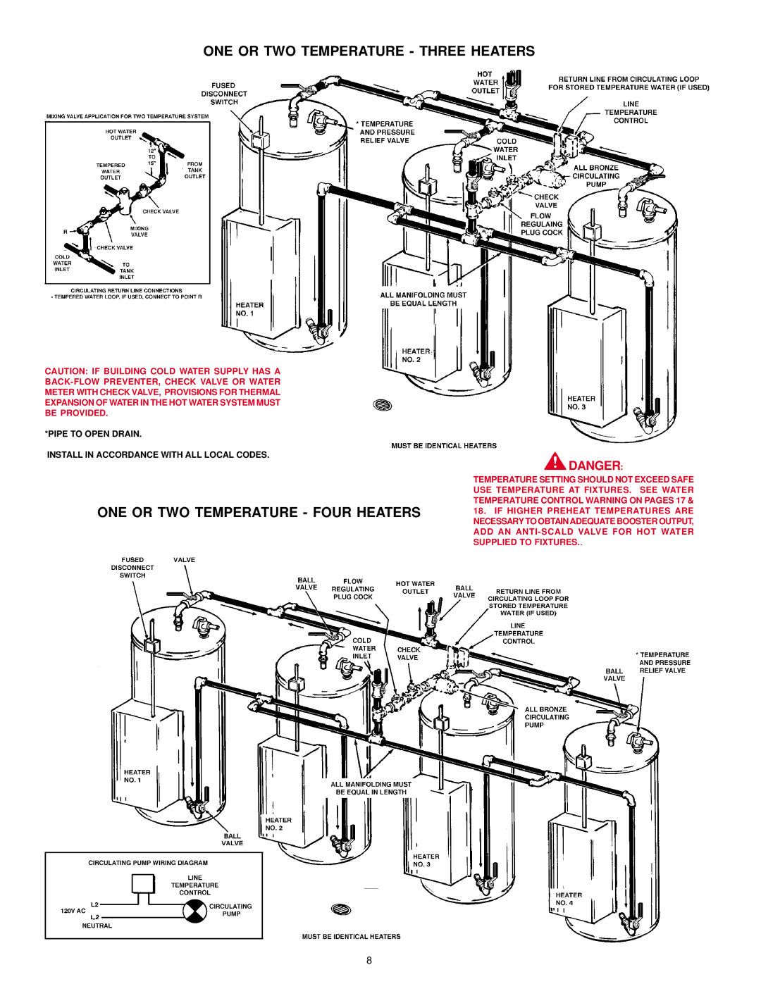 A.O. Smith DSE-5 THRU DSE-120 warranty ONE or TWO Temperature Three Heaters, ONE or TWO Temperature Four Heaters 