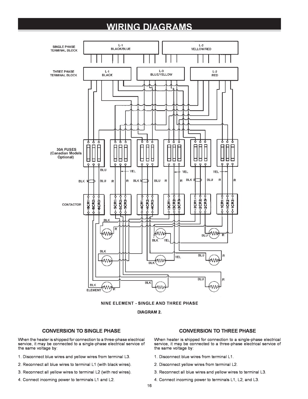 A.O. Smith Dve-52/80/120 instruction manual Conversion To Single Phase, Conversion To Three Phase, Wiring Diagrams 