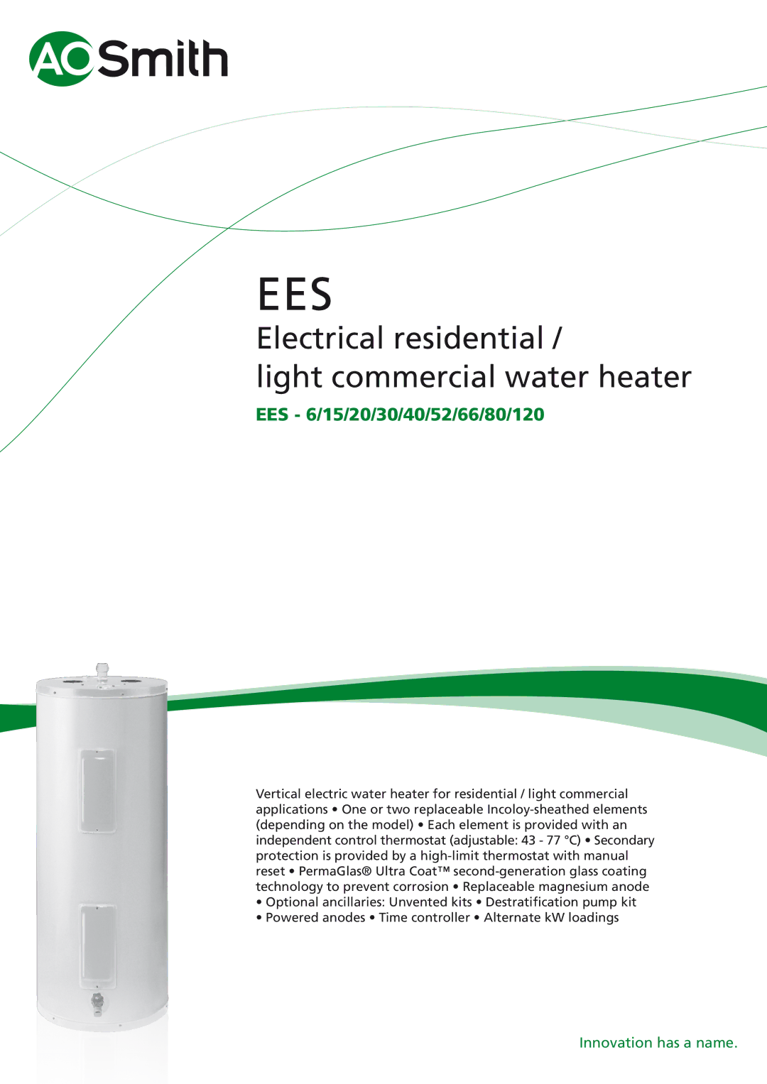 A.O. Smith EES - 15, EES - 66, EES - 30, EES - 40, EES - 20, EES - 52, EES - 120 manual Ees 