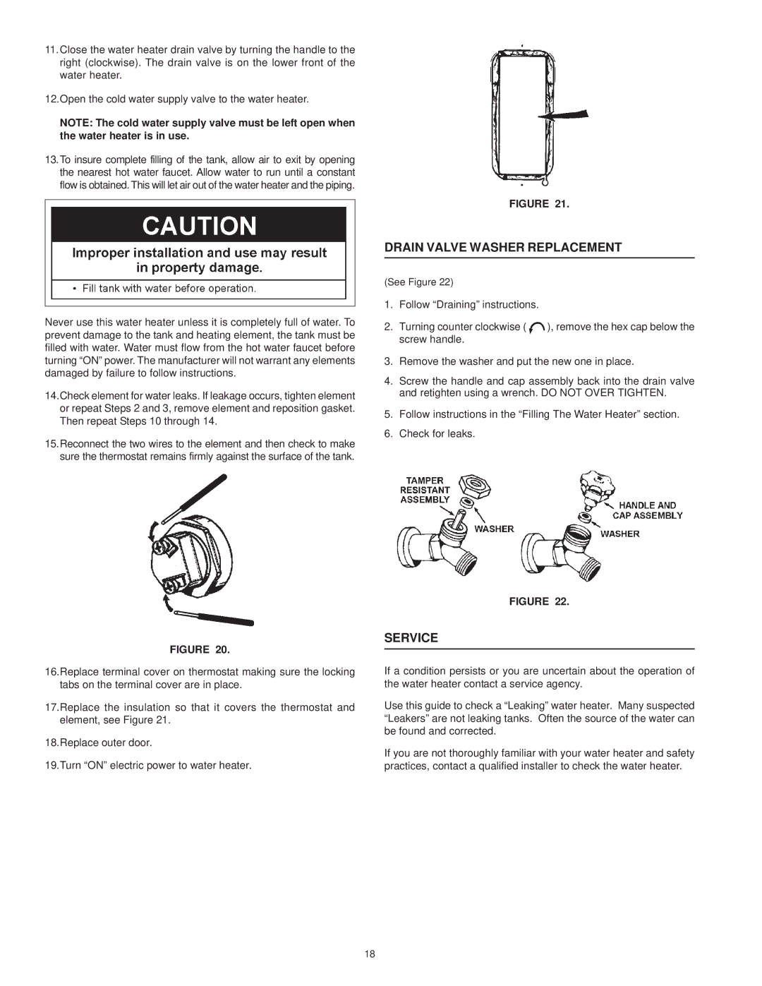 A.O. Smith 185762-000, EJC-30, EJCN-40, ECT-80, ESTT-30, ESTT-40, ECT-52, ECT-66, ECS-30 Drain Valve Washer Replacement, Service 