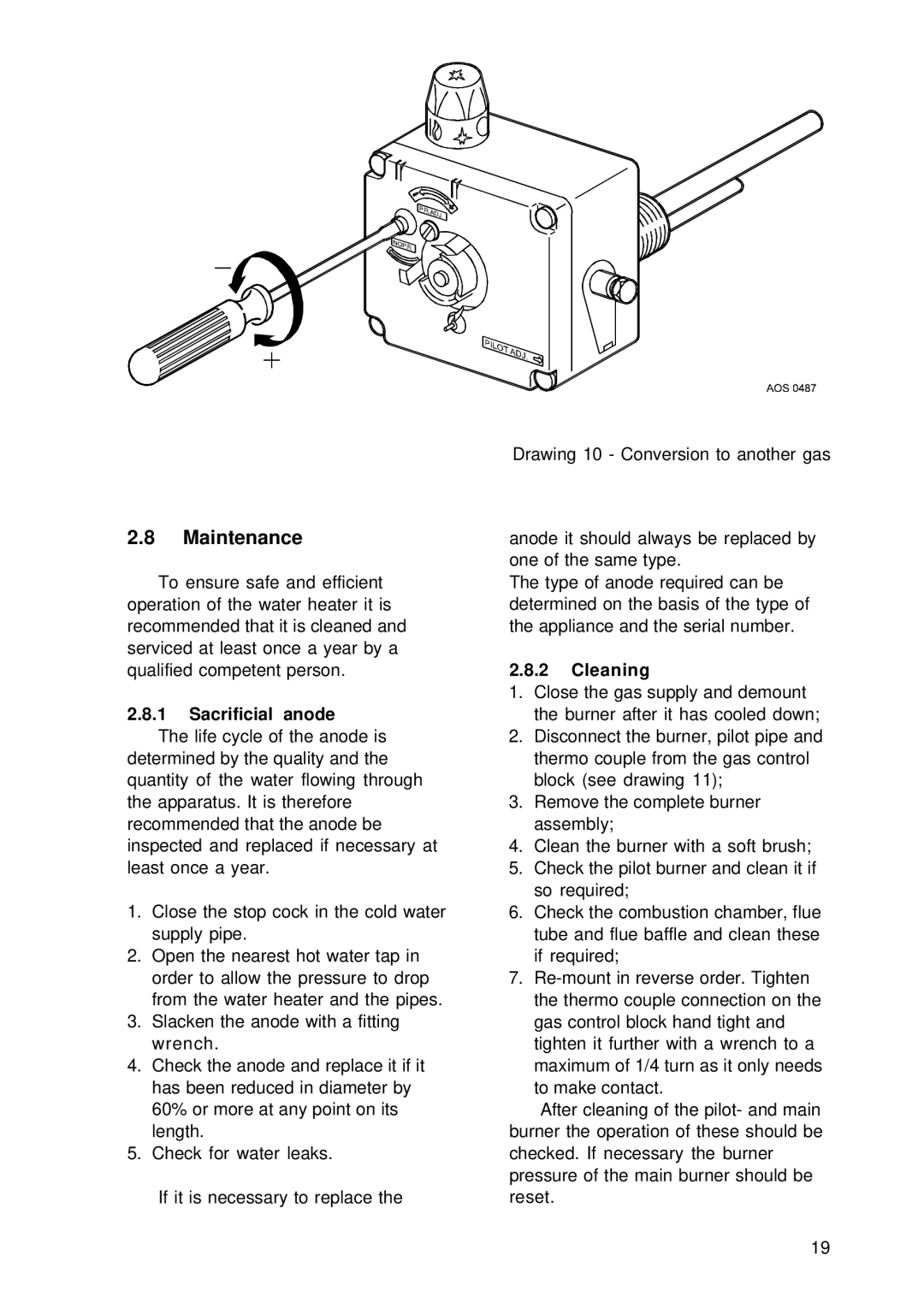 A.O. Smith EQ 280 G, EQ 380 G manual Maintenance, Sacrificial anode, Cleaning 