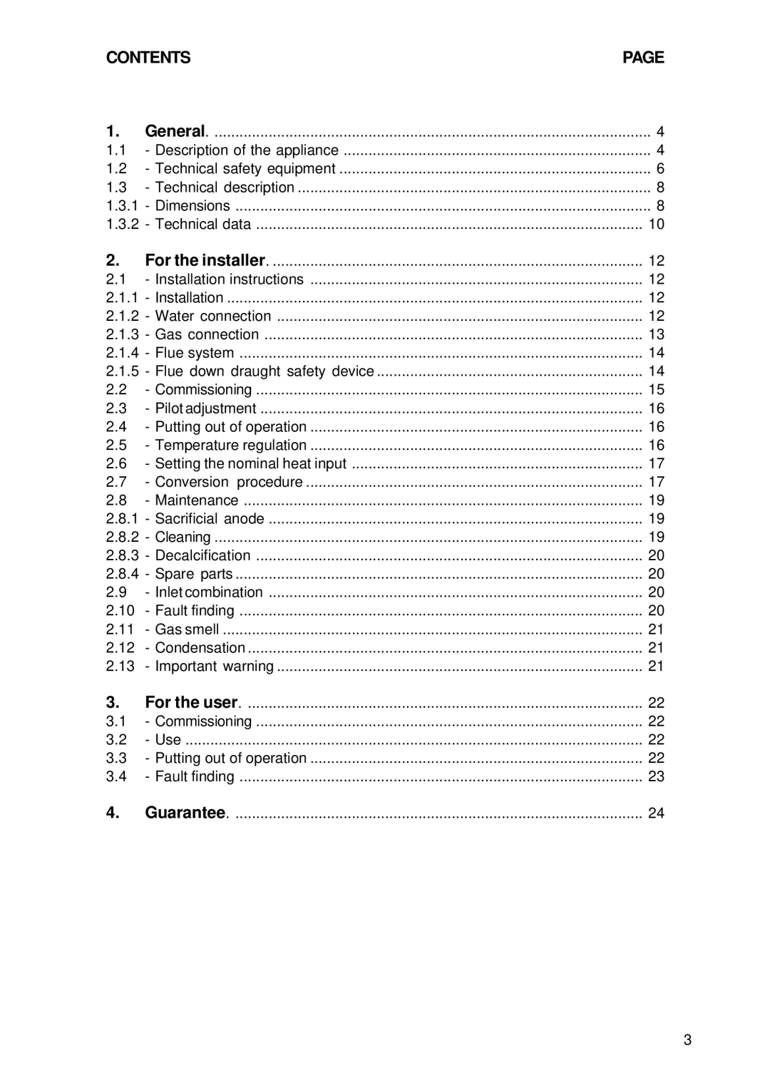 A.O. Smith EQ 280 G, EQ 380 G manual Contents 