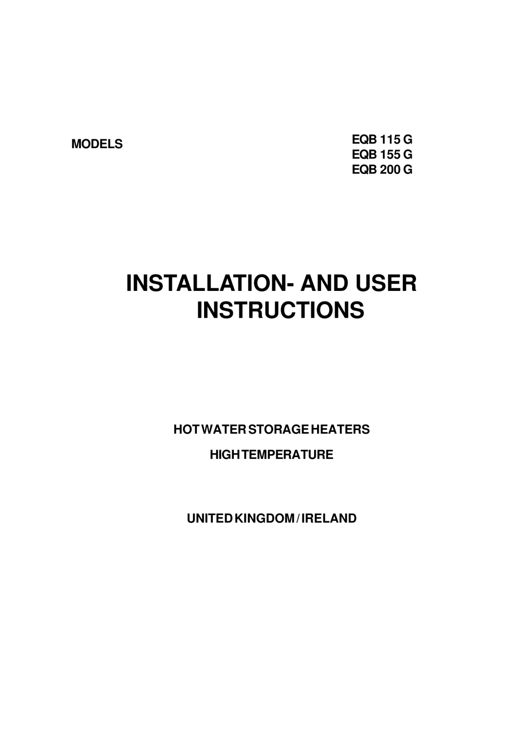 A.O. Smith EQB 200 G manual EQB 115 G, EQB 155 G 