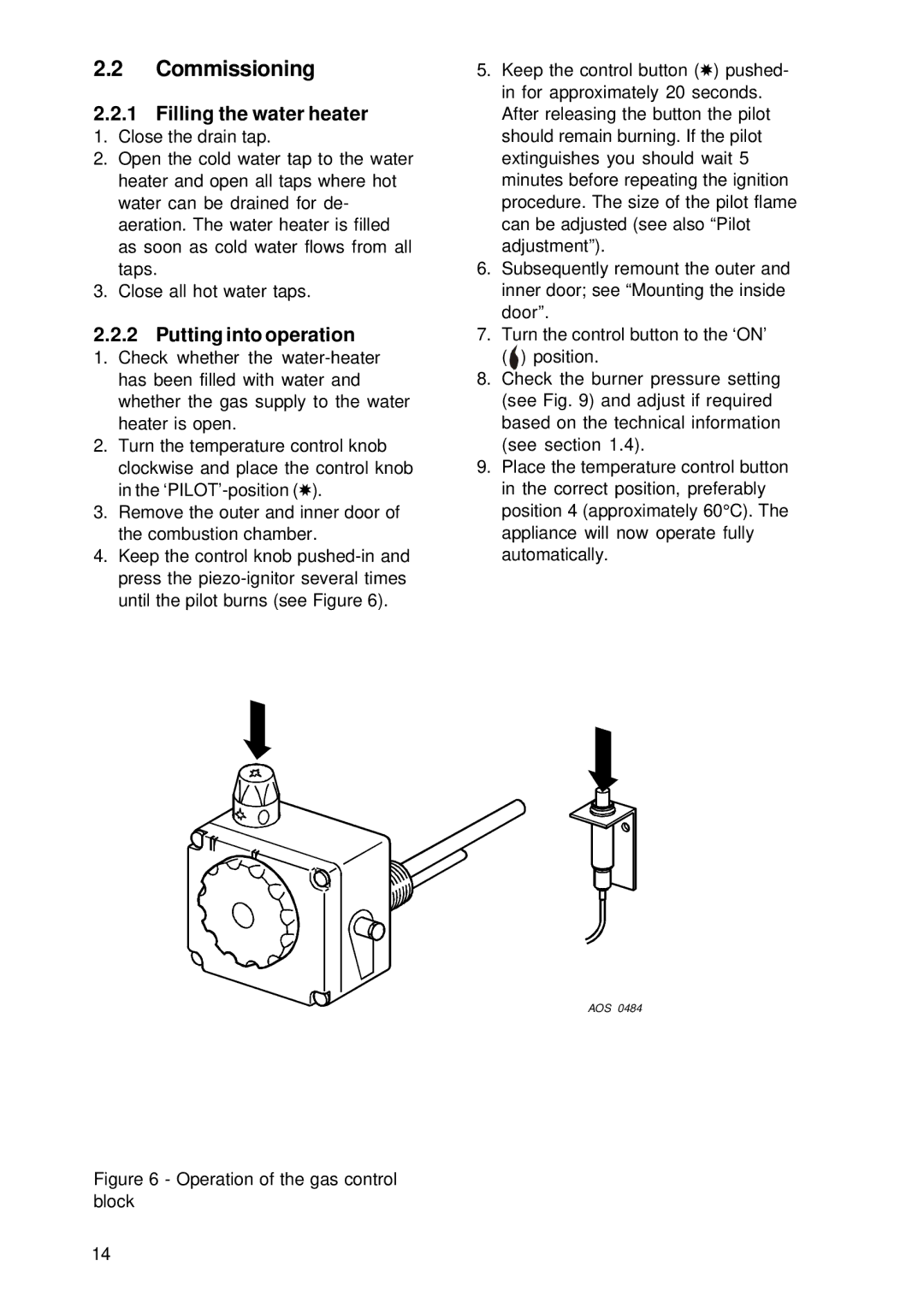 A.O. Smith EQB 155 G, EQB 115 G, EQB 200 G manual Commissioning, Filling the water heater, Putting into operation 