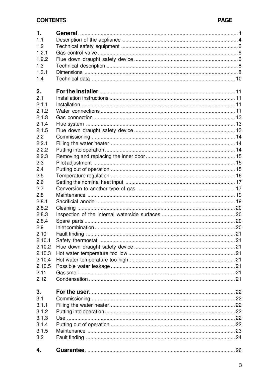 A.O. Smith EQB 115 G, EQB 200 G, EQB 155 G manual Contents 