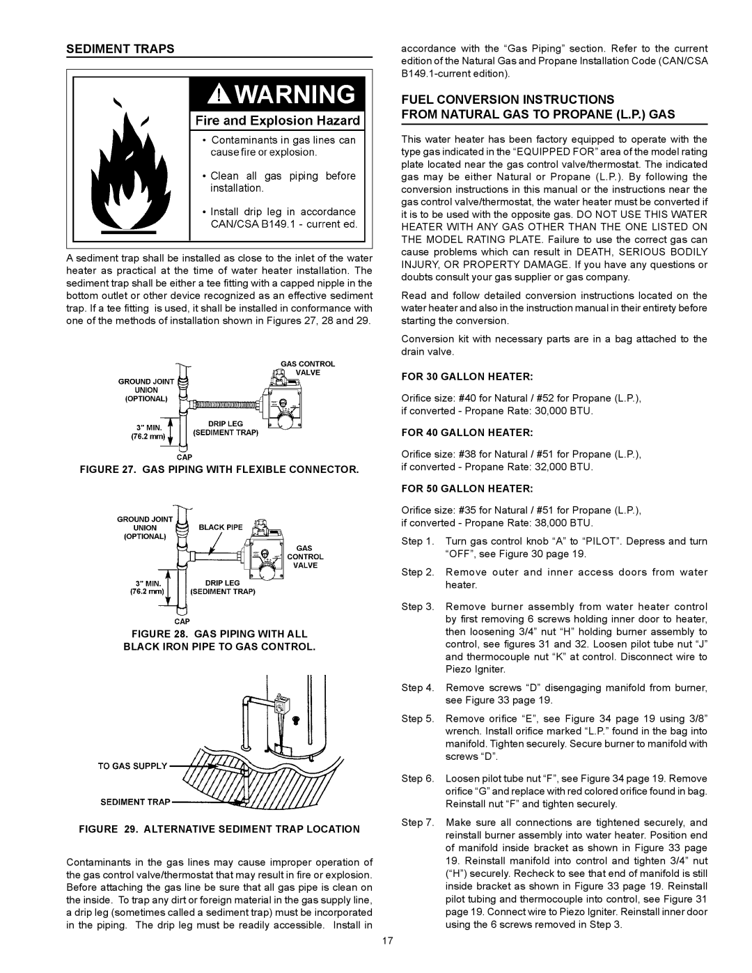 A.O. Smith FMD 50, FMD 40, FMD 30 Sediment Traps, For 30 Gallon Heater, For 40 Gallon Heater, For 50 Gallon Heater 