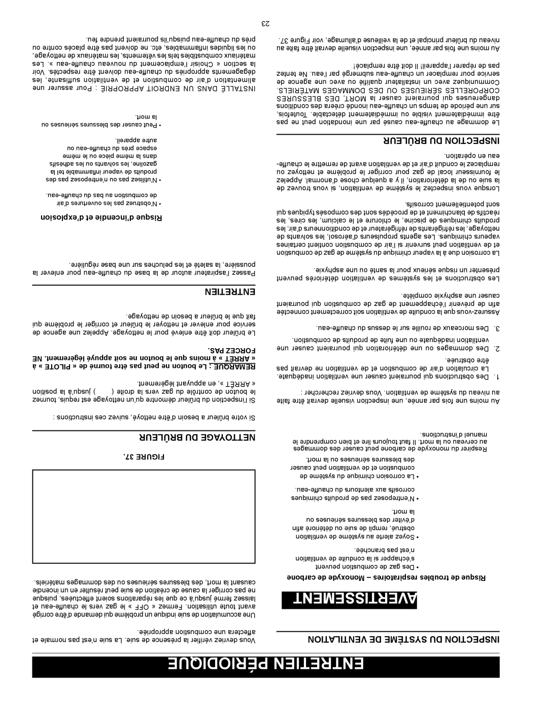 A.O. Smith FMD 30, FMD 40, FMD 50 Périodique Entretien, Brûleur DU Inspection, Brûleur DU Nettoyage .37 Figure 