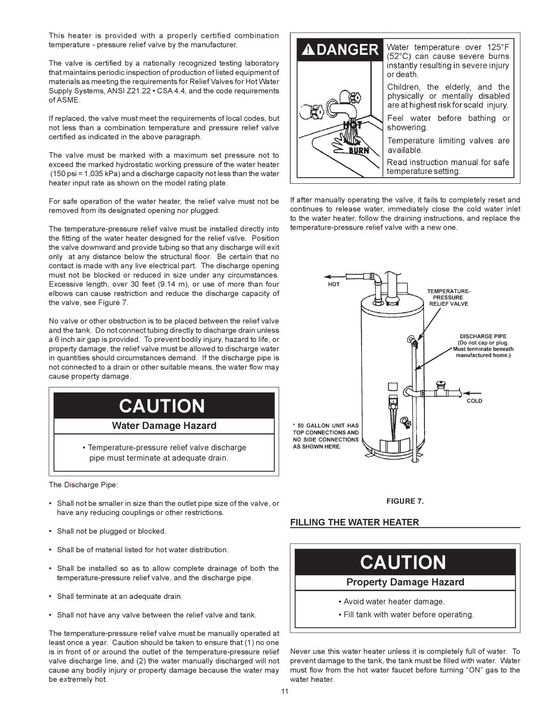 A.O. Smith 185874-001, FMV-40, FMV-30, FMV-50 instruction manual Filling the Water Heater 