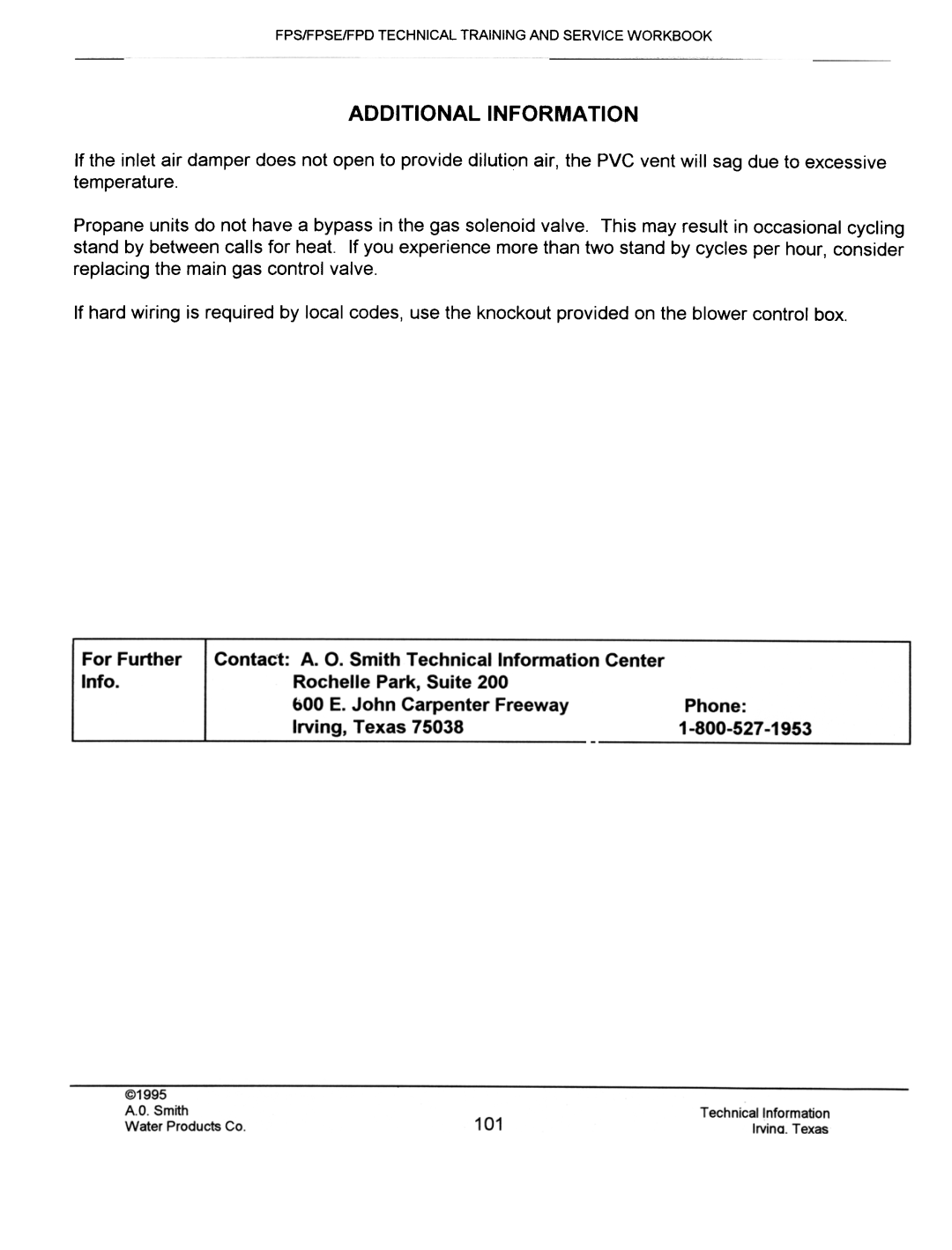 A.O. Smith FPS40, FPSE50, fps50, FPS 75 manual Additional Information 