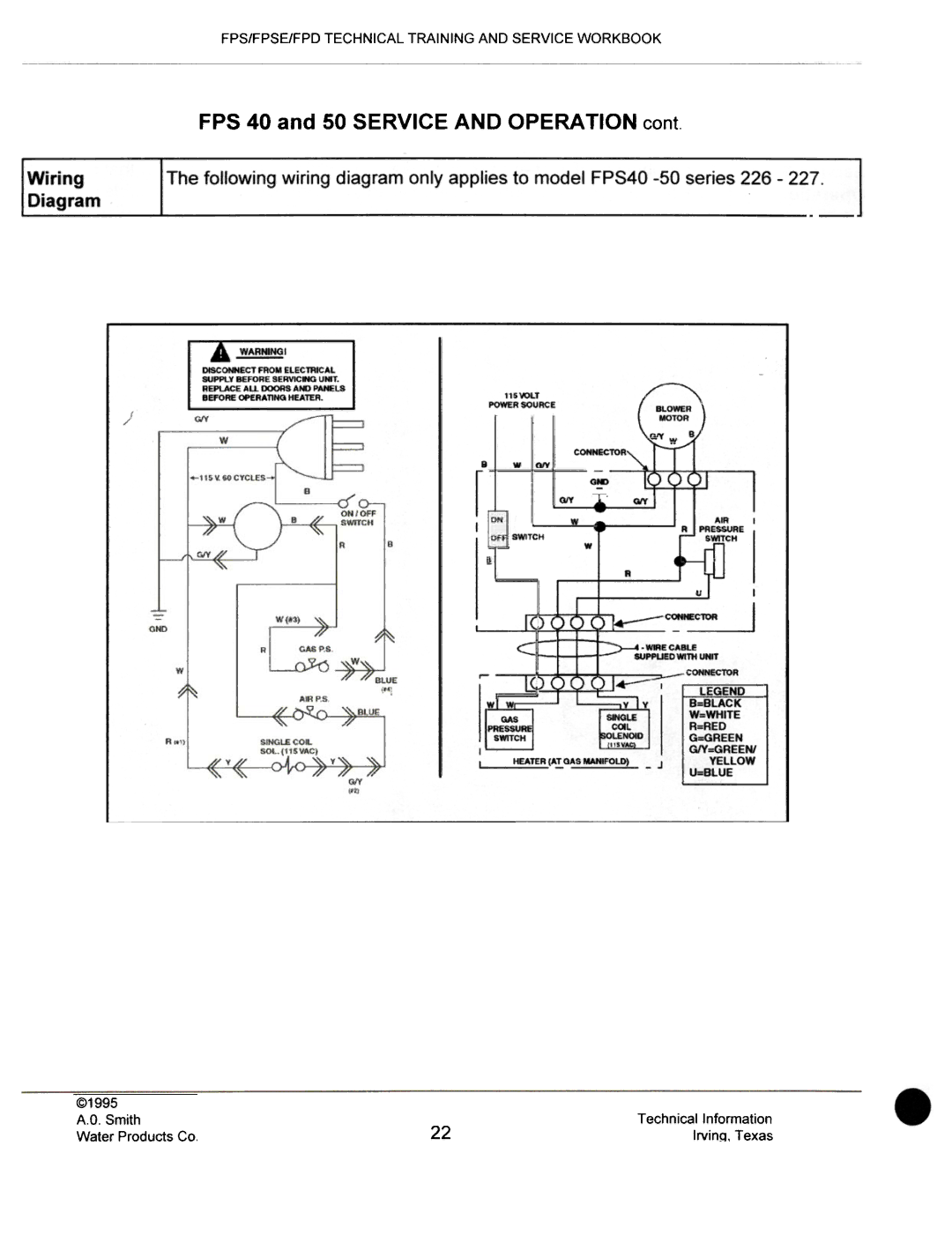 A.O. Smith FPS 75, FPSE50, fps50, FPS40 manual ~~~, FPS 40 and 50 Service and Operation cant 