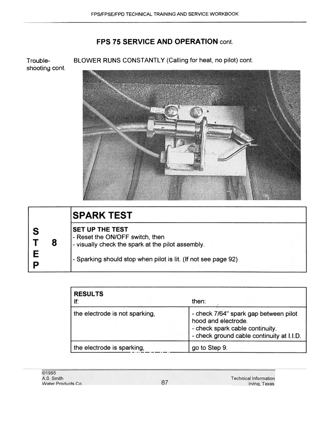 A.O. Smith FPSE50, fps50, FPS40 manual FPS 75 Service and Operation 