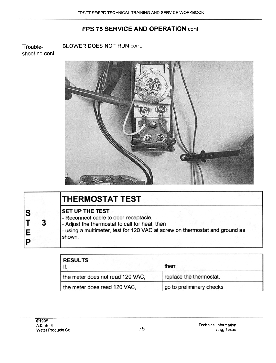 A.O. Smith FPSE50, fps50 RESULTS If, Fps/Fpse/Fpd Technical Training And Service Workbook, @1995, Technical Information 