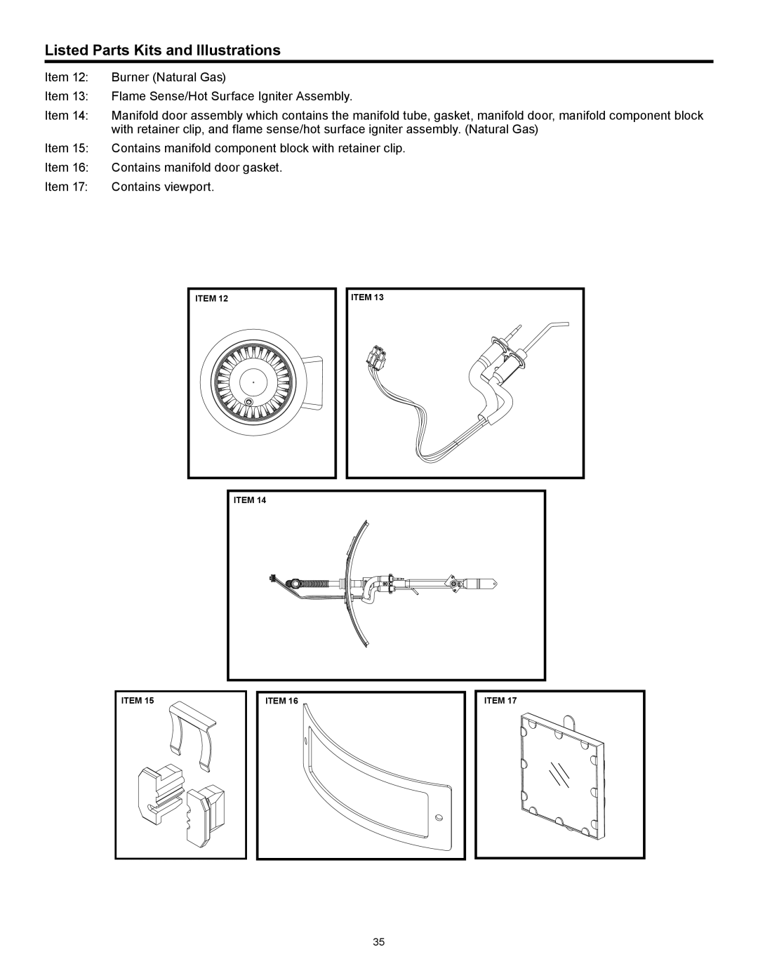 A.O. Smith 315456-002, GAHH-40, GAHH-50 installation instructions Listed Parts Kits and Illustrations 