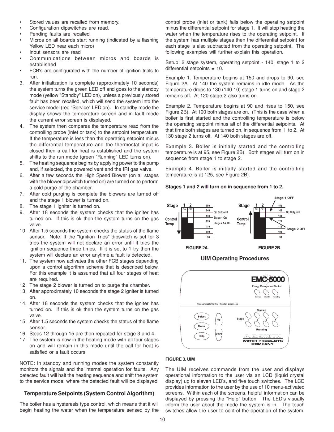 A.O. Smith 750 SERIES, GB/GW-300, 500, 650 warranty Temperature Setpoints System Control Algorithm, UIM Operating Procedures 