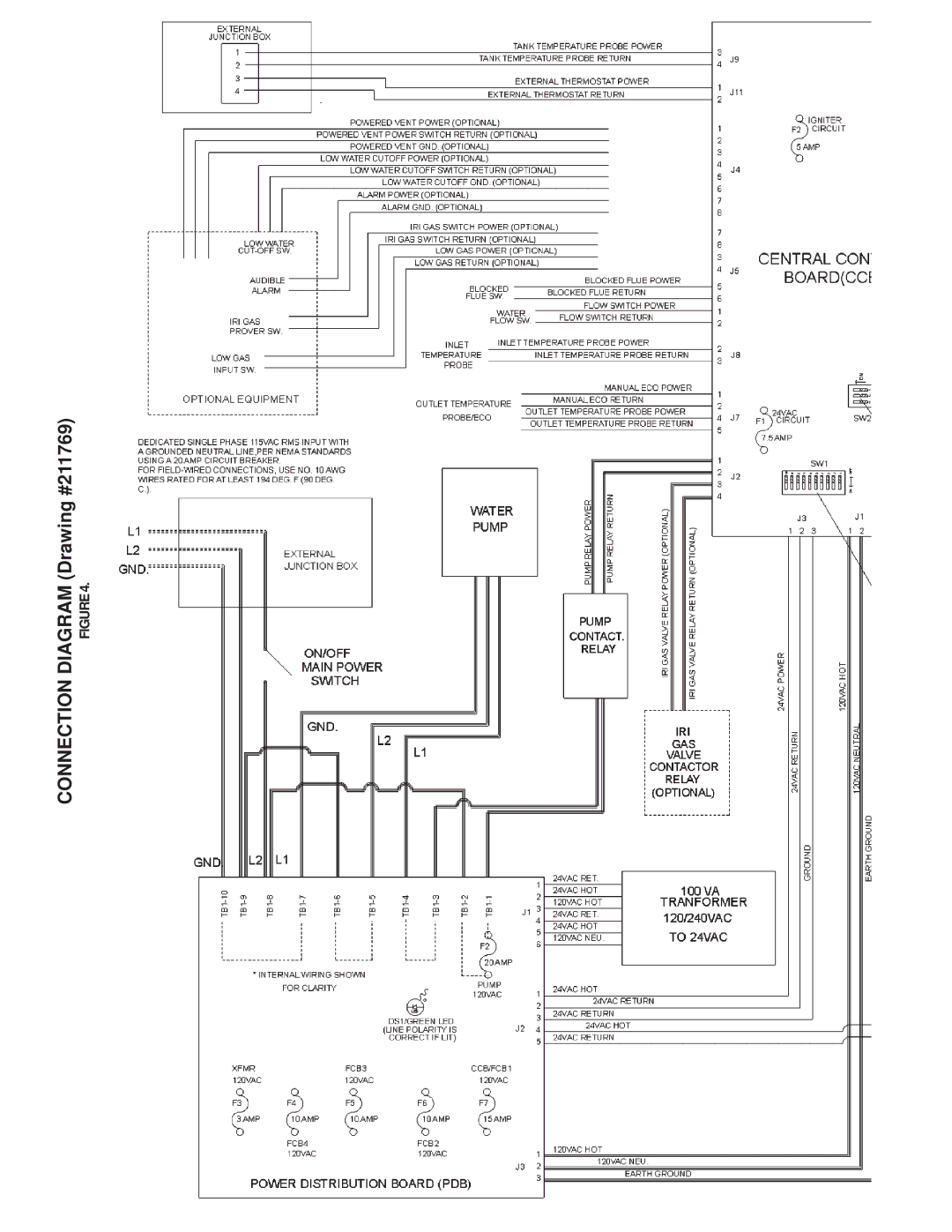 A.O. Smith 750 SERIES, GB/GW-300, 500, 650 warranty Connection Diagram Drawing #211769 