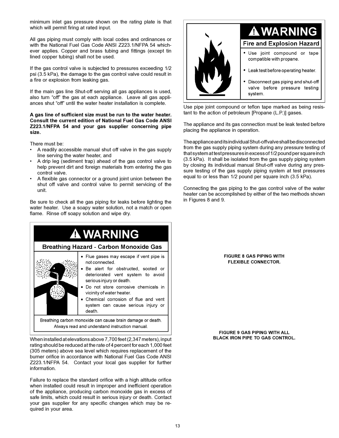 A.O. Smith GDVT instruction manual GAS Piping with Flexible Connector 