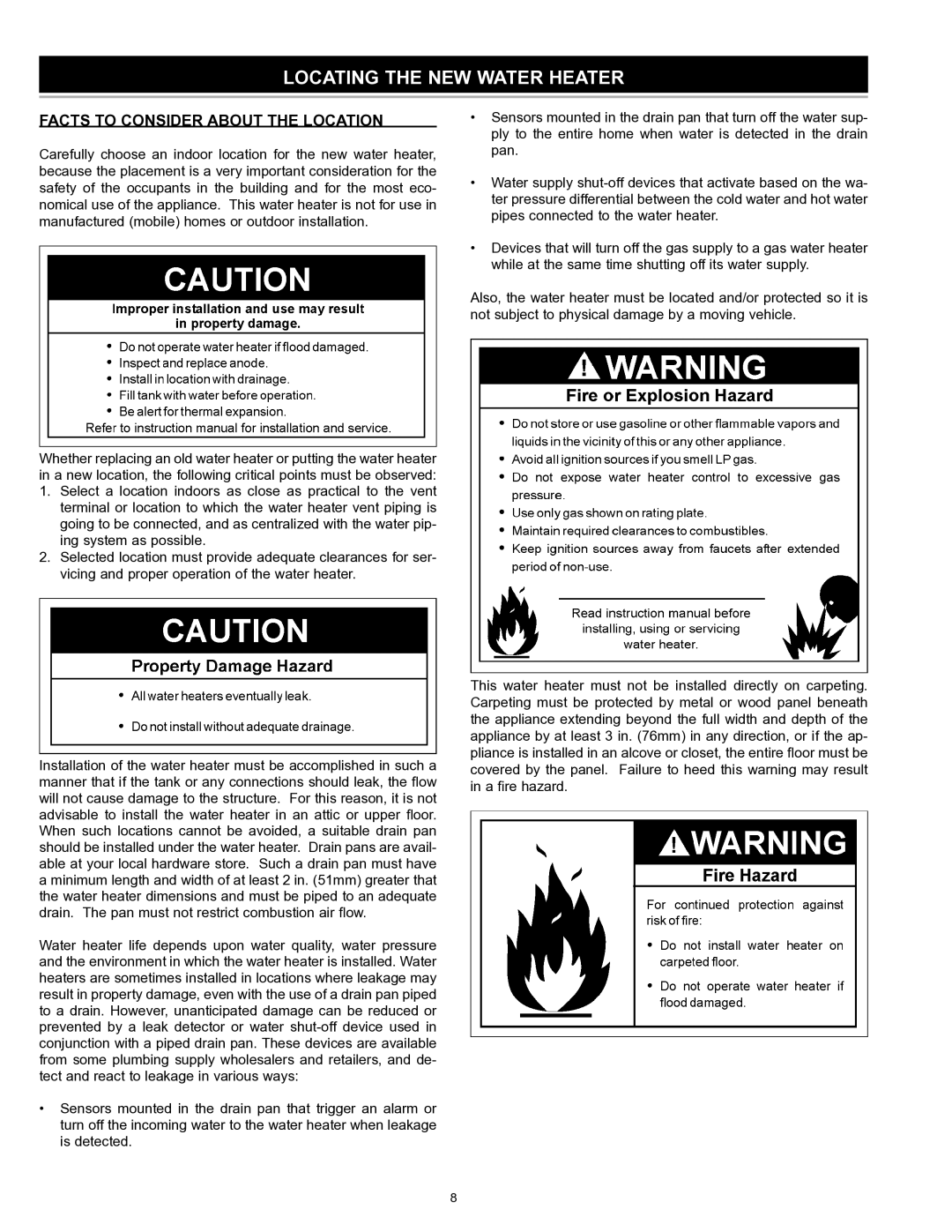 A.O. Smith GDVT instruction manual Locating the NEW Water Heater, Facts to Consider about the Location 