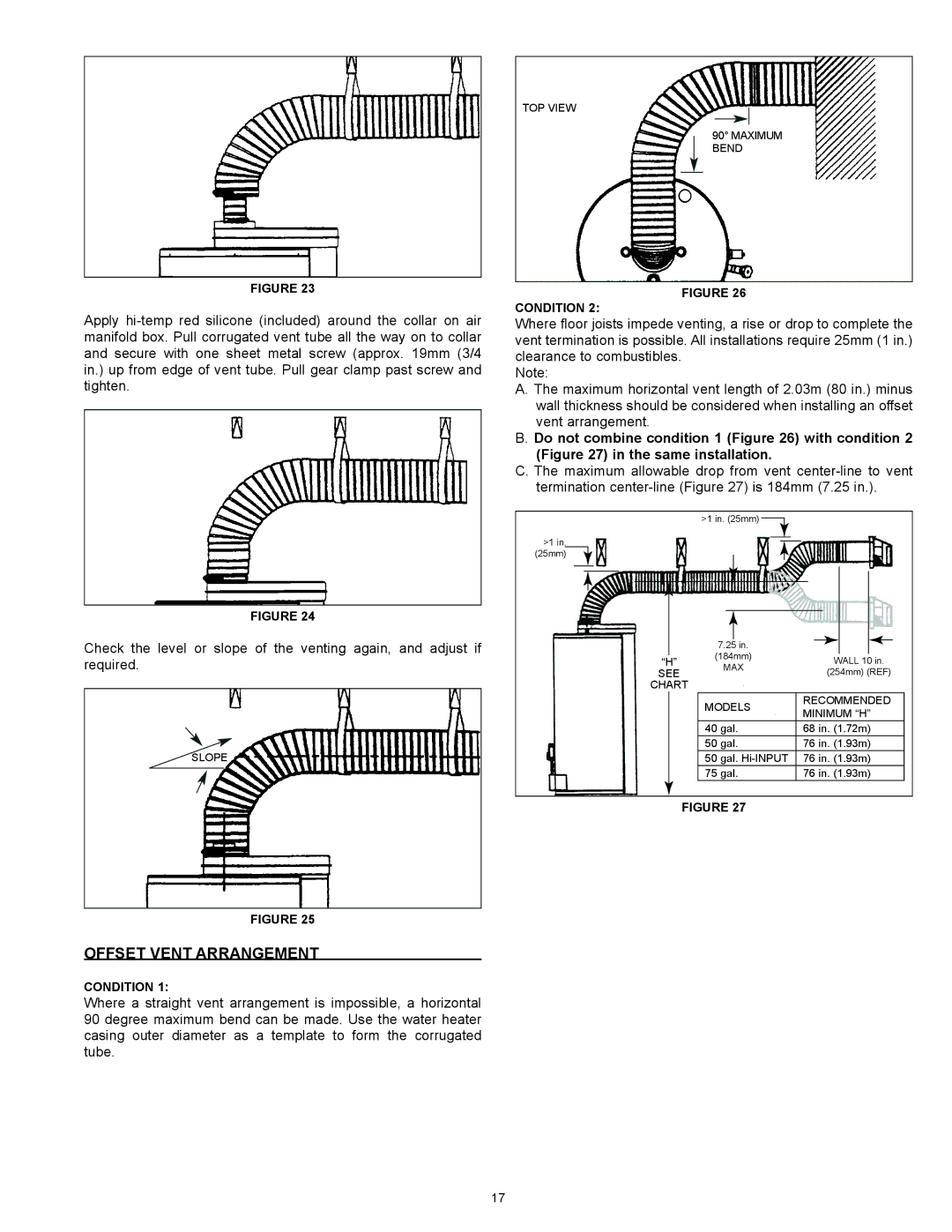 A.O. Smith GDV-75, GDVT-50, GDV-50, GDV-40, 186589-004 instruction manual Offset Vent Arrangement 