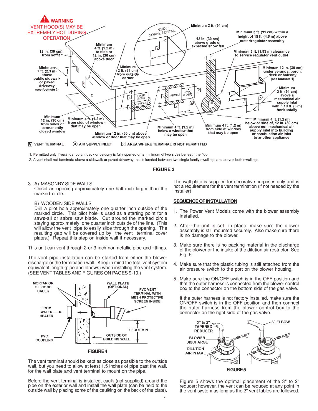 A.O. Smith GPSH, GPCR owner manual Vent Hoods MAY be Extremely HOT During Operation, Sequence of Installation 