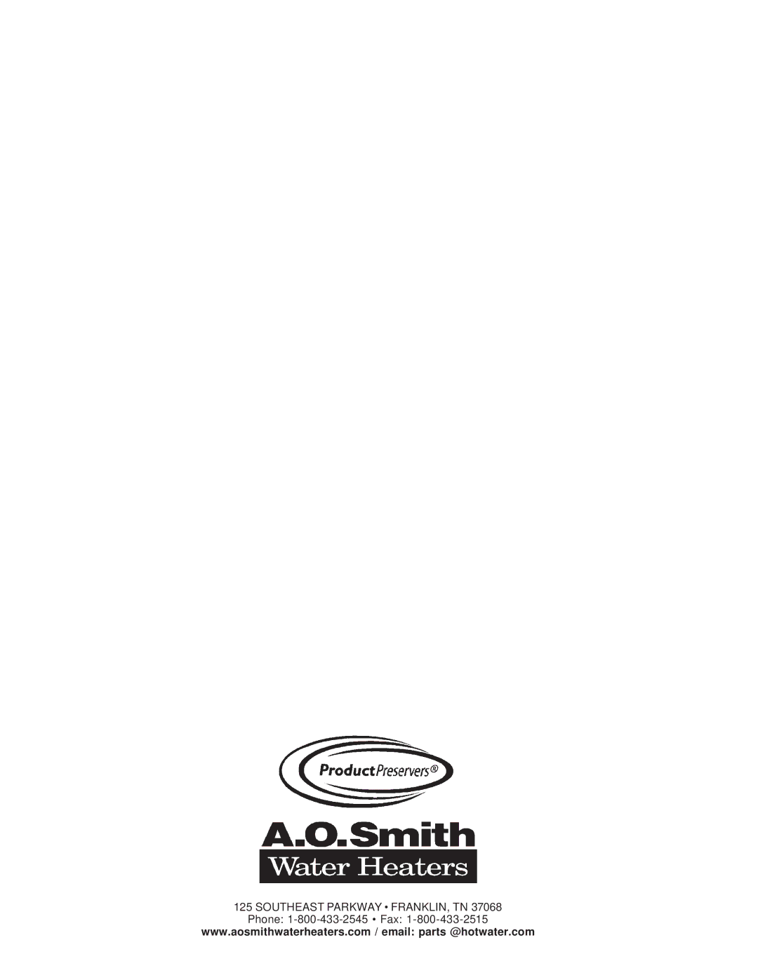 A.O. Smith GPDT, GPDX, GPDH owner manual Southeast Parkway FRANKLIN, TN 