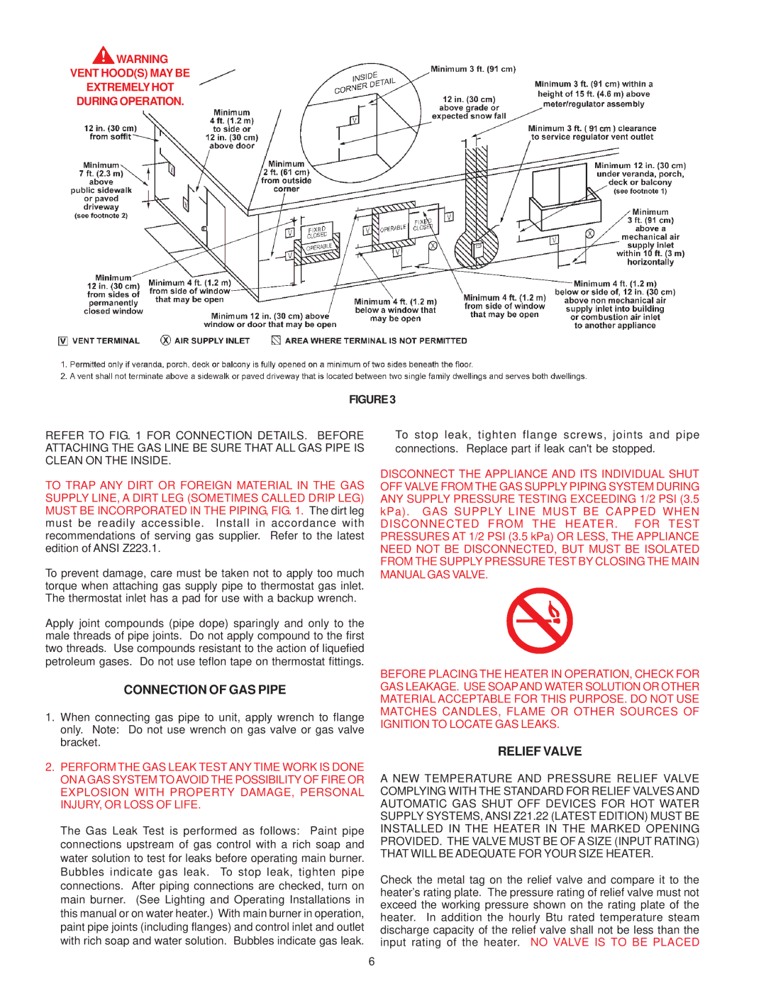 A.O. Smith GPS-75 owner manual Connection of GAS Pipe, Relief Valve 