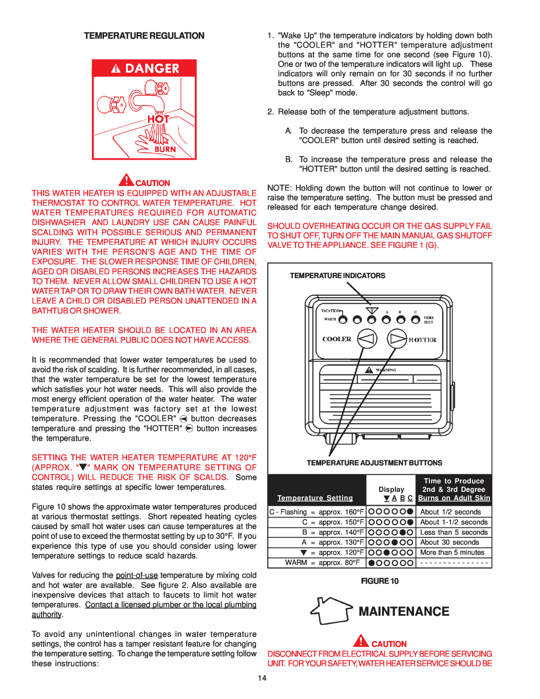 A.O. Smith GPS-75 owner manual Maintenance, Temperature Regulation 