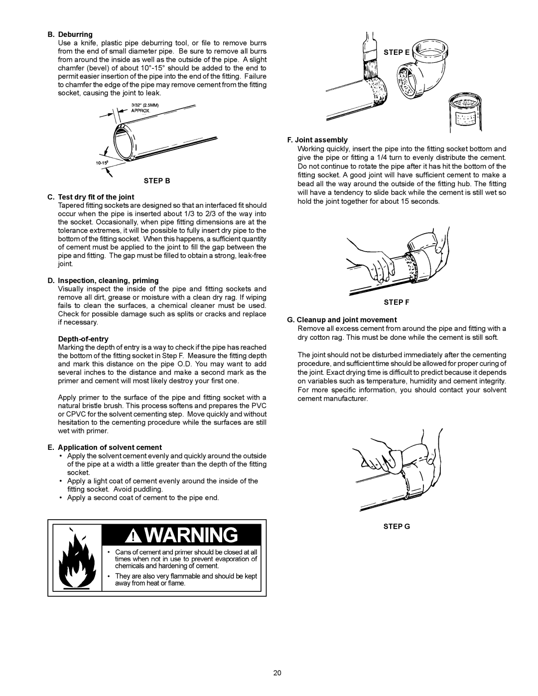 A.O. Smith 315465-000, GPVX-50, GPVH-50, GPVR-50, GPVR-40 Series 102, 185237-004 Step B, Step E, Step F, Step G 