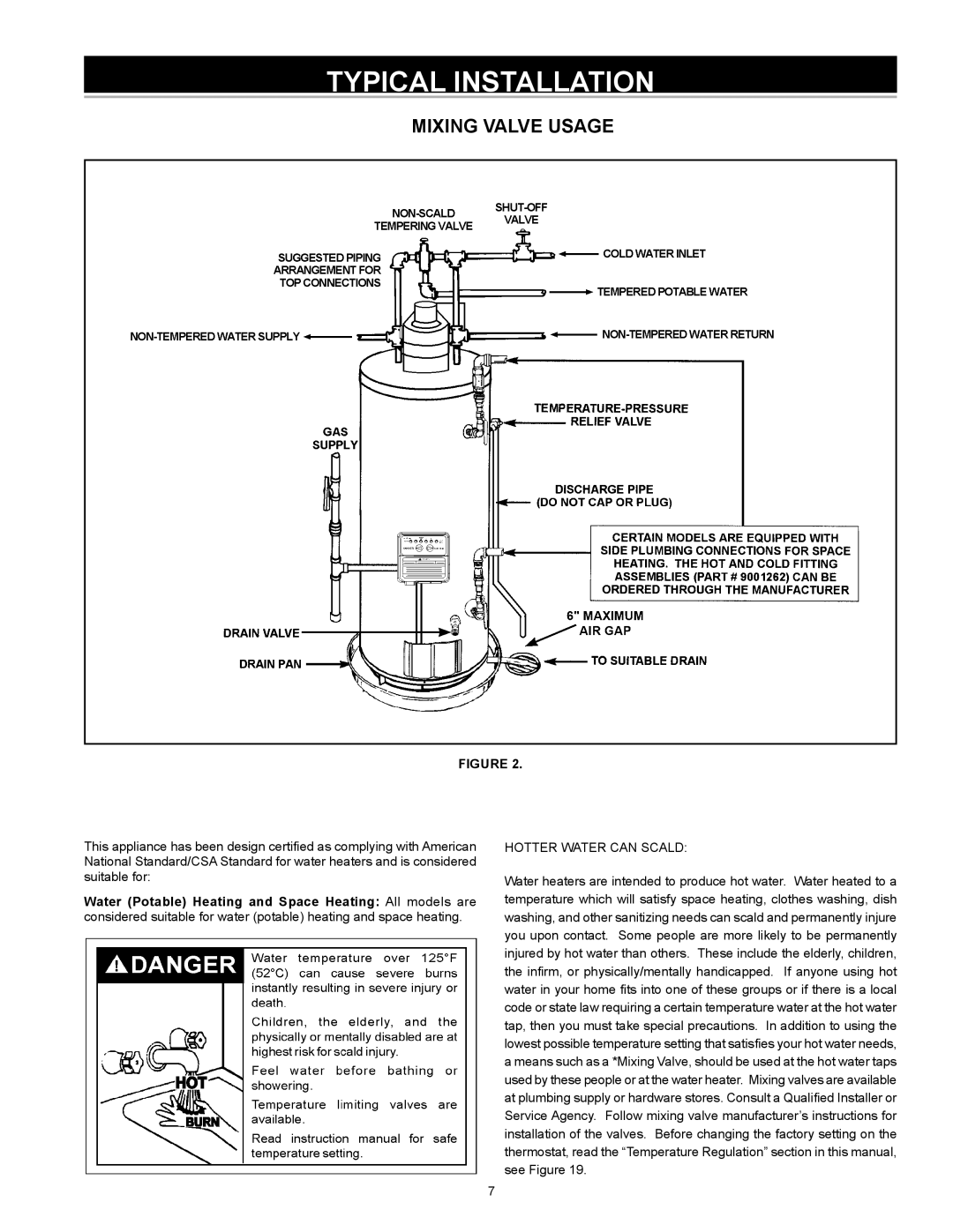 A.O. Smith GPVH-50, GPVX-50, 315465-000, GPVR-50, GPVR-40 Series 102, 185237-004 instruction manual Mixing Valve Usage 