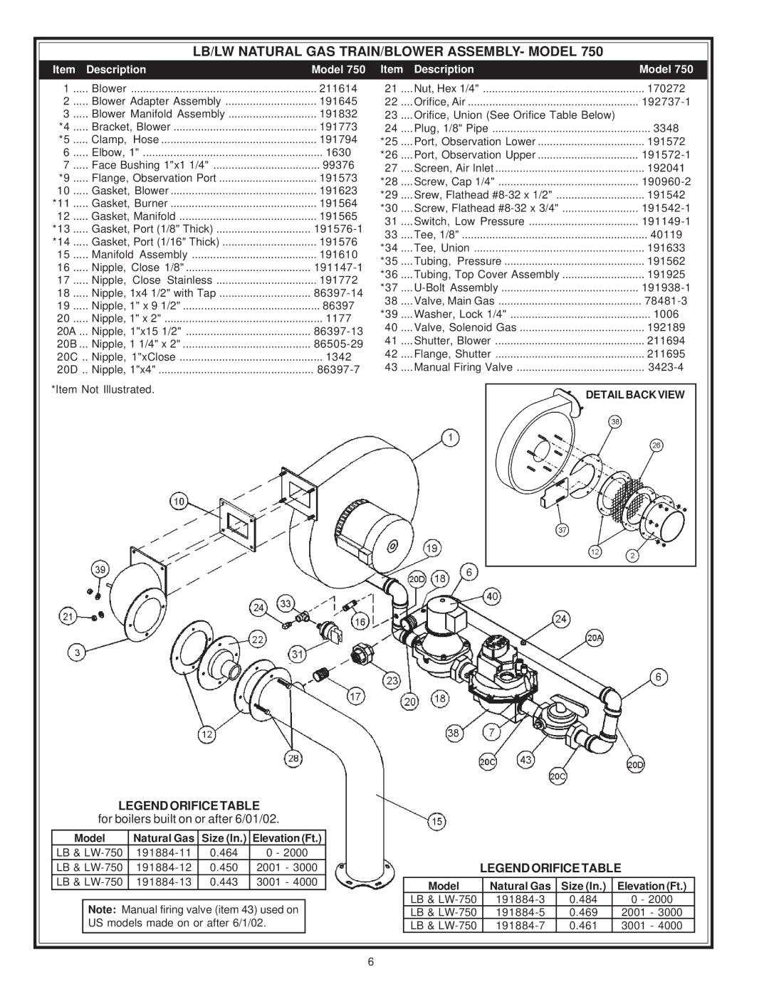 A.O. Smith LB/LW: 500 manual Blower Adapter Assembly, Clamp, Hose, Gasket, Blower, Gasket, Manifold, Manifold Assembly 