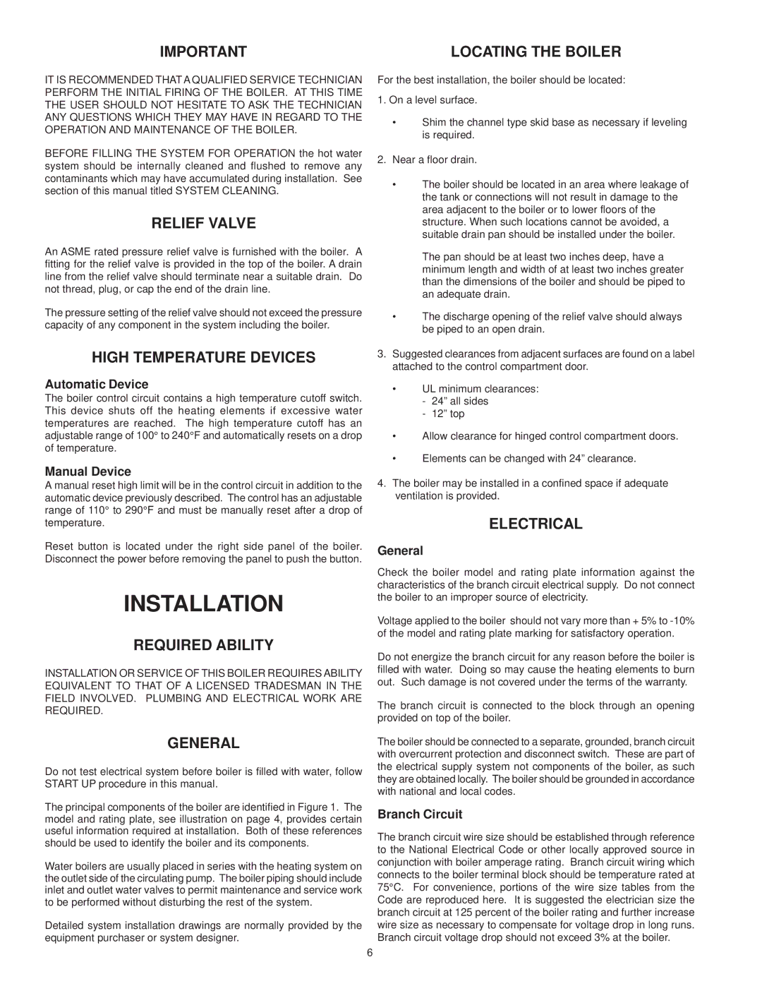 A.O. Smith NW 37-670 warranty Installation 