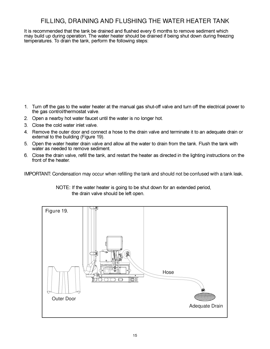 A.O. Smith GAHH 50 100, PCG6240T403NOV 100, PCG2J5040T3NOV 100 manual FILLING, Draining and Flushing the Water Heater Tank 