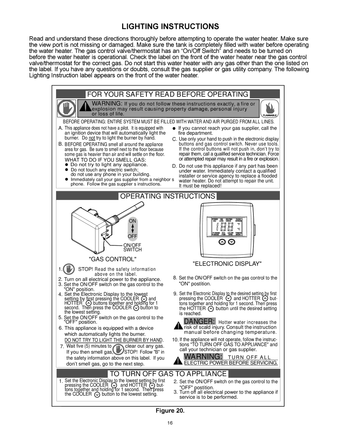 A.O. Smith GP 6 40YPC T 100, PCG6240T403NOV 100, GAHH 40 100 Lighting Instructions, For Your Safety Read Before Operating 