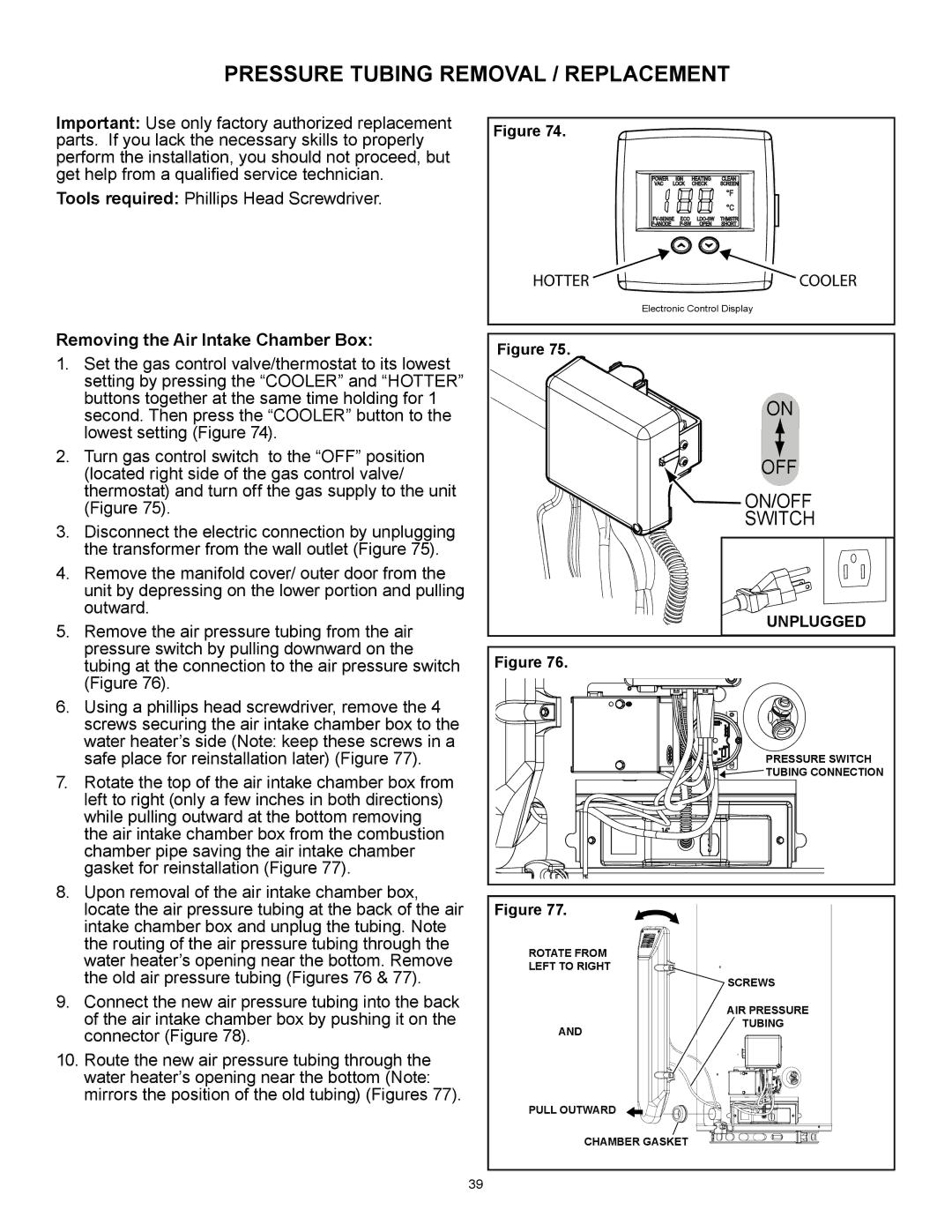 A.O. Smith 12 50GPC T 100, PCG6240T403NOV 100 Pressure Tubing Removal / Replacement, Removing the Air Intake Chamber Box 