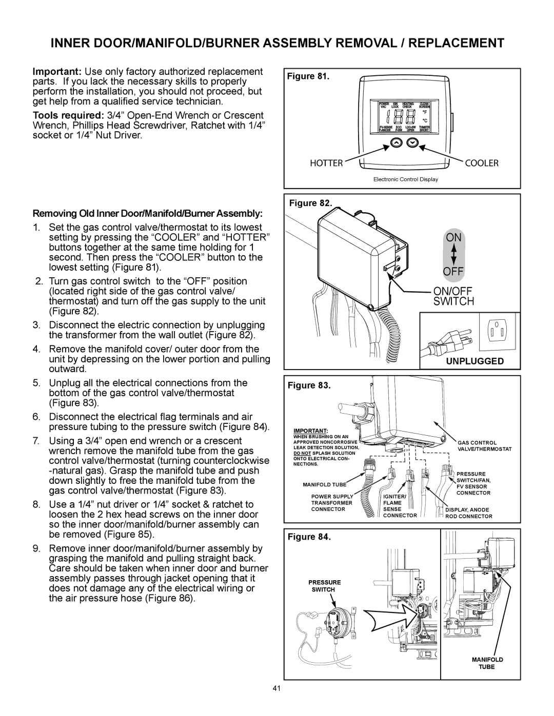 A.O. Smith PCG2J5040T3NOV 100, PCG6240T403NOV 100 Inner DOOR/MANIFOLD/BURNER Assembly Removal / Replacement, GAS Control 