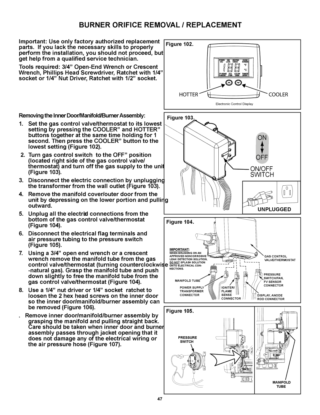 A.O. Smith GP 6 50YPC T 100, PCG6240T403NOV 100, PCG2J5040T3NOV 100, PCG2J4040T3NOV 100 Burner Orifice Removal / Replacement 