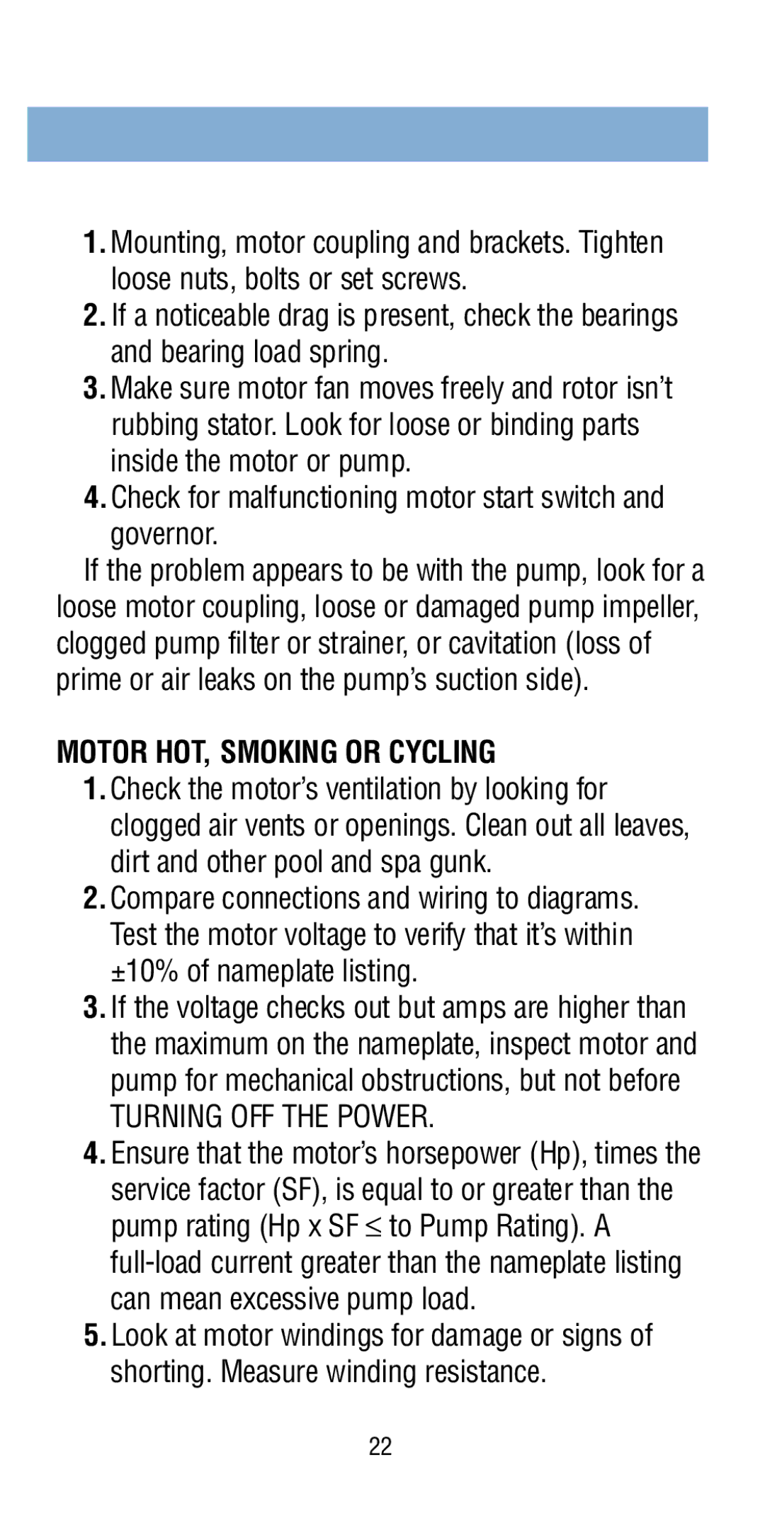 A.O. Smith Pool & Spa Motor manual Motor HOT, Smoking or Cycling 