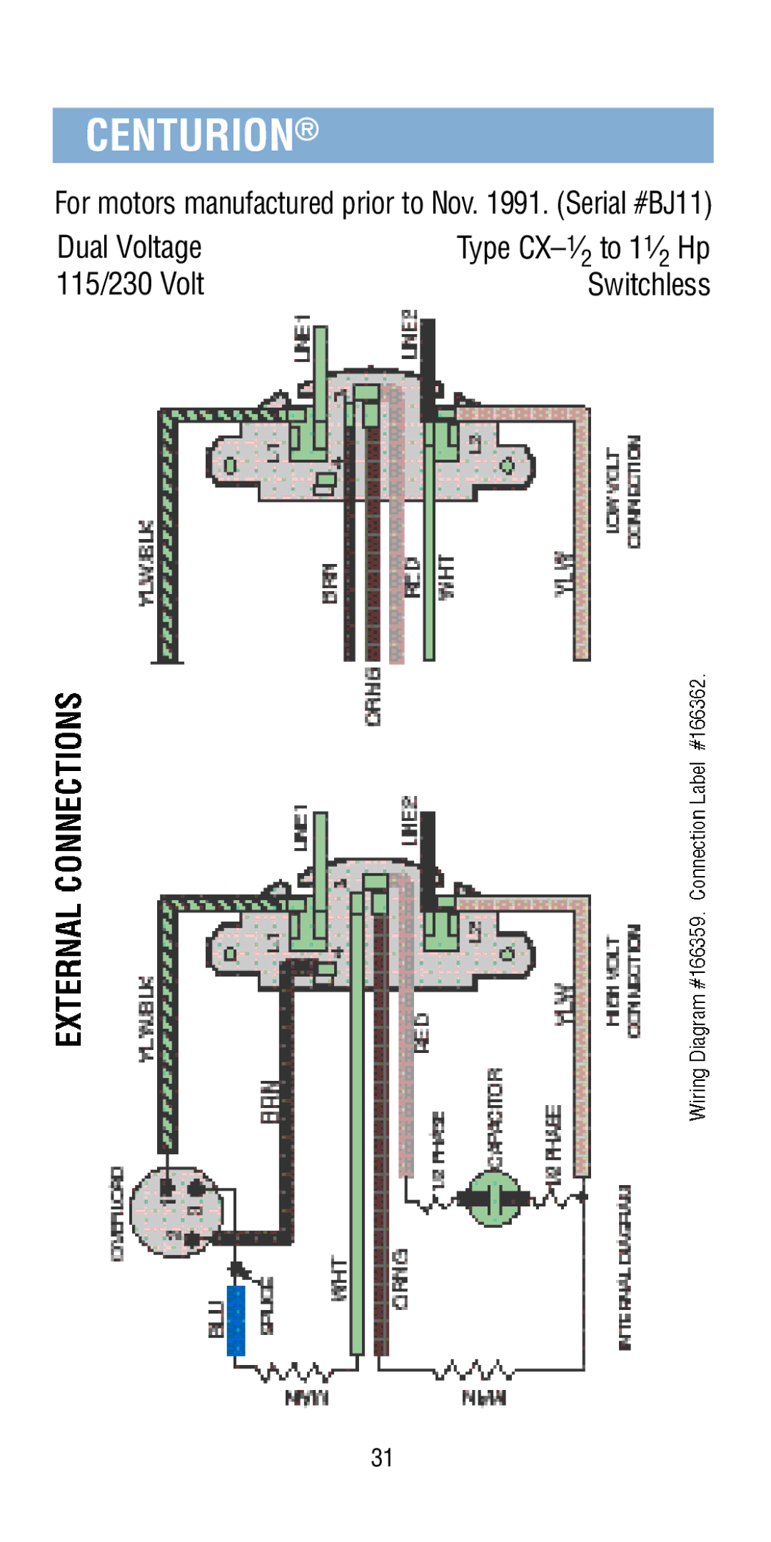 A.O. Smith Pool & Spa Motor manual Centurion, Dual Voltage, To 11⁄ Hp, 115/230 Volt 