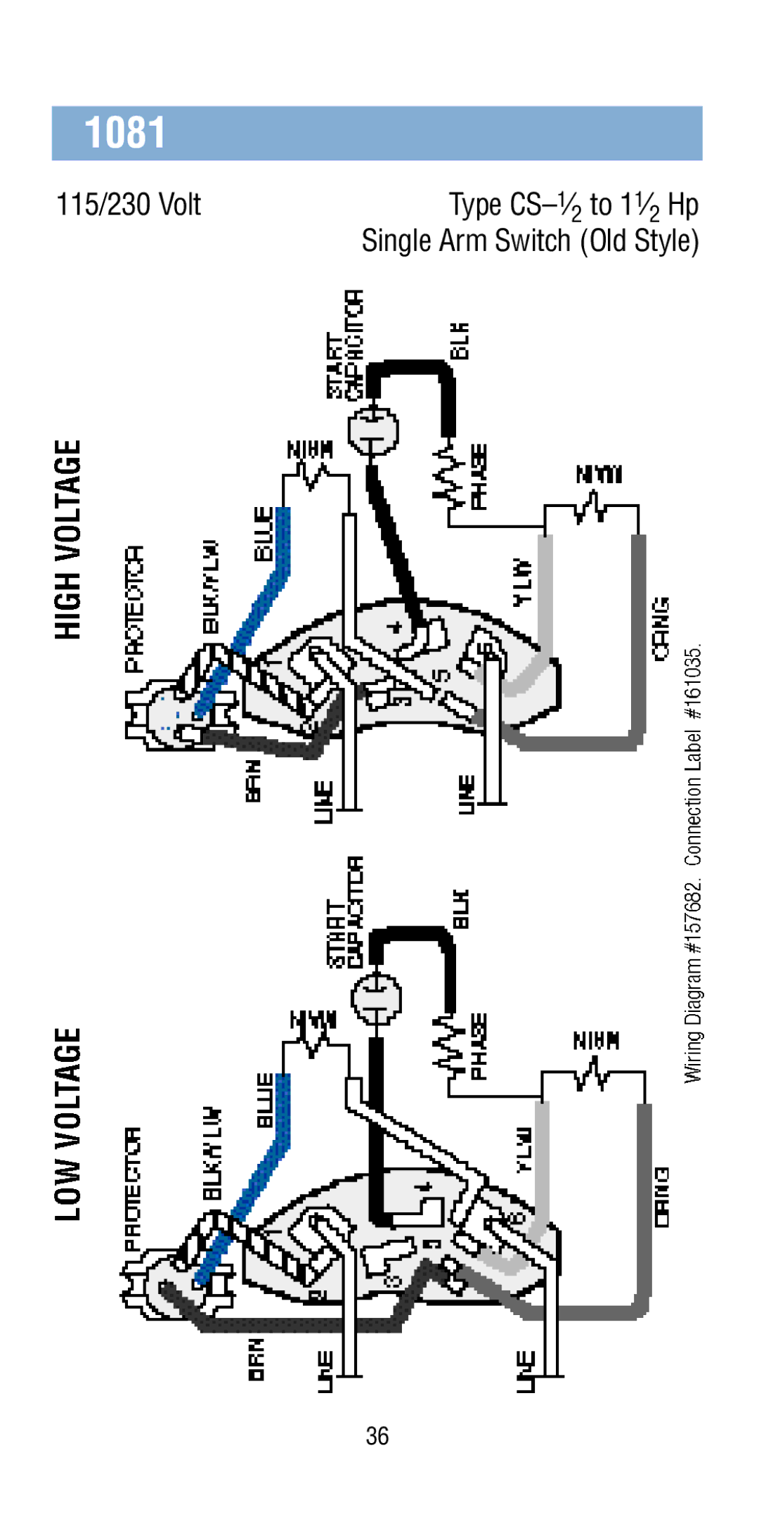 A.O. Smith Pool & Spa Motor manual 115/230 Volt Type CS- 1⁄, Single Arm Switch Old Style 