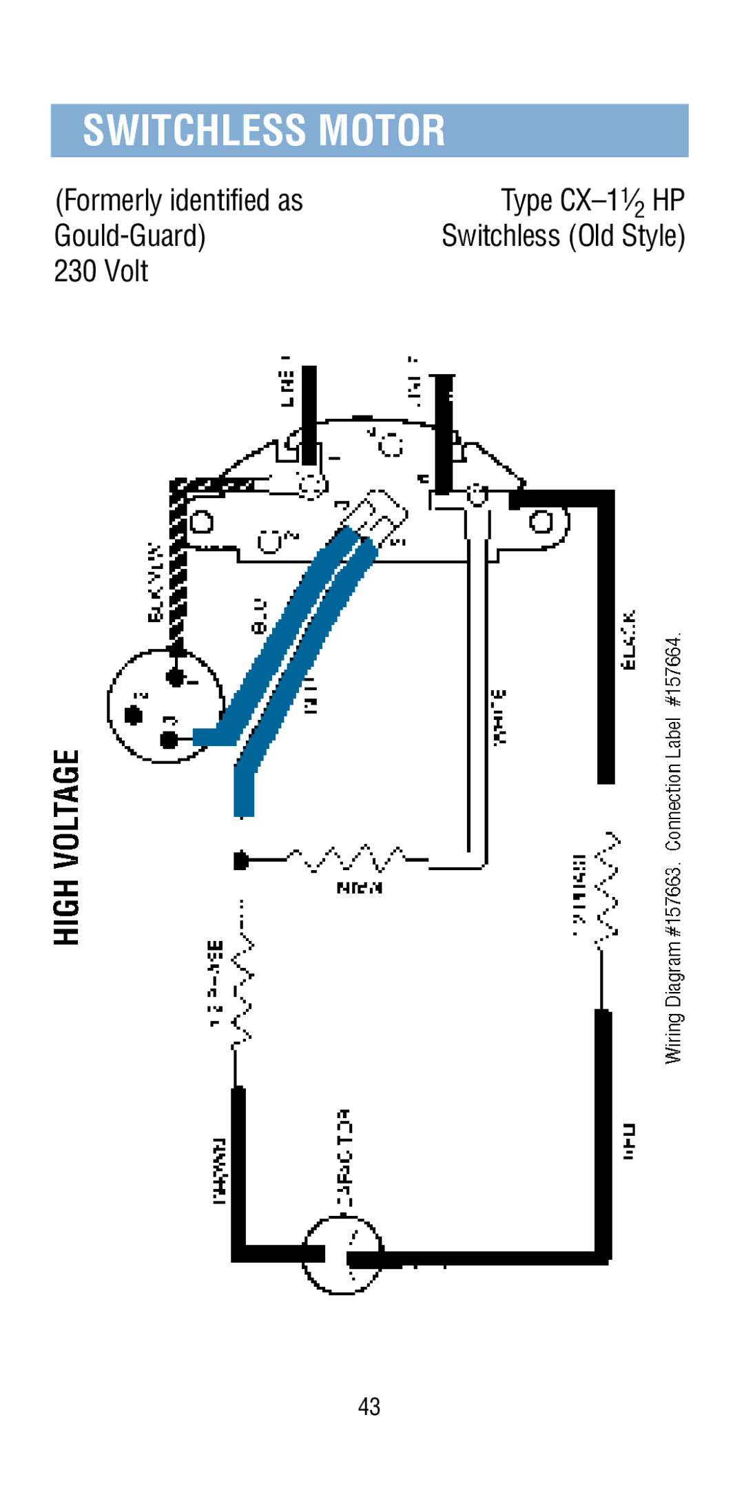 A.O. Smith Pool & Spa Motor manual Switchless Motor, Formerly identified as Type CX-11⁄ HP Gould-Guard 