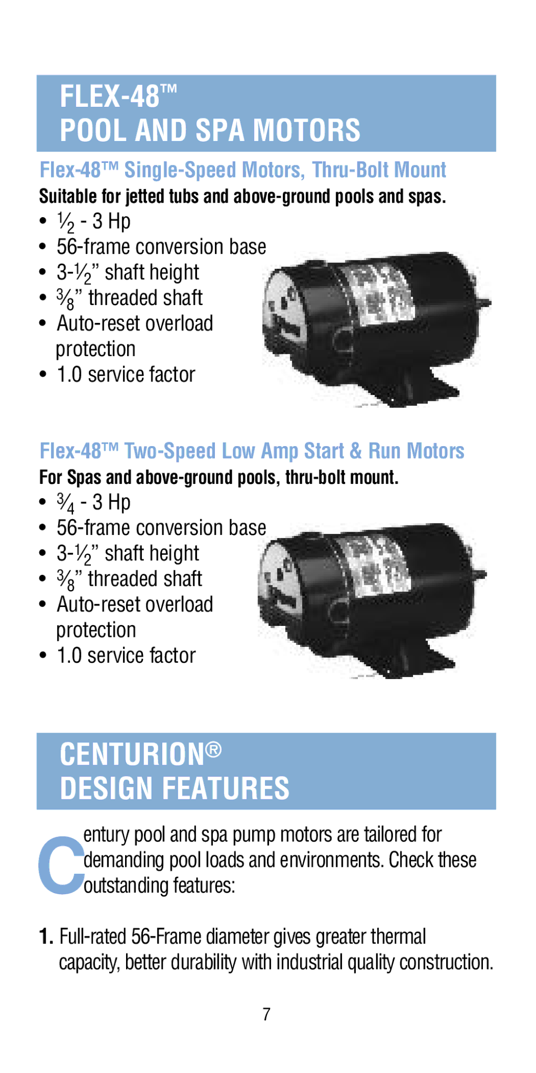 A.O. Smith Pool & Spa Motor manual Pool and SPA Motors, Centurion Design Features, Outstanding features 