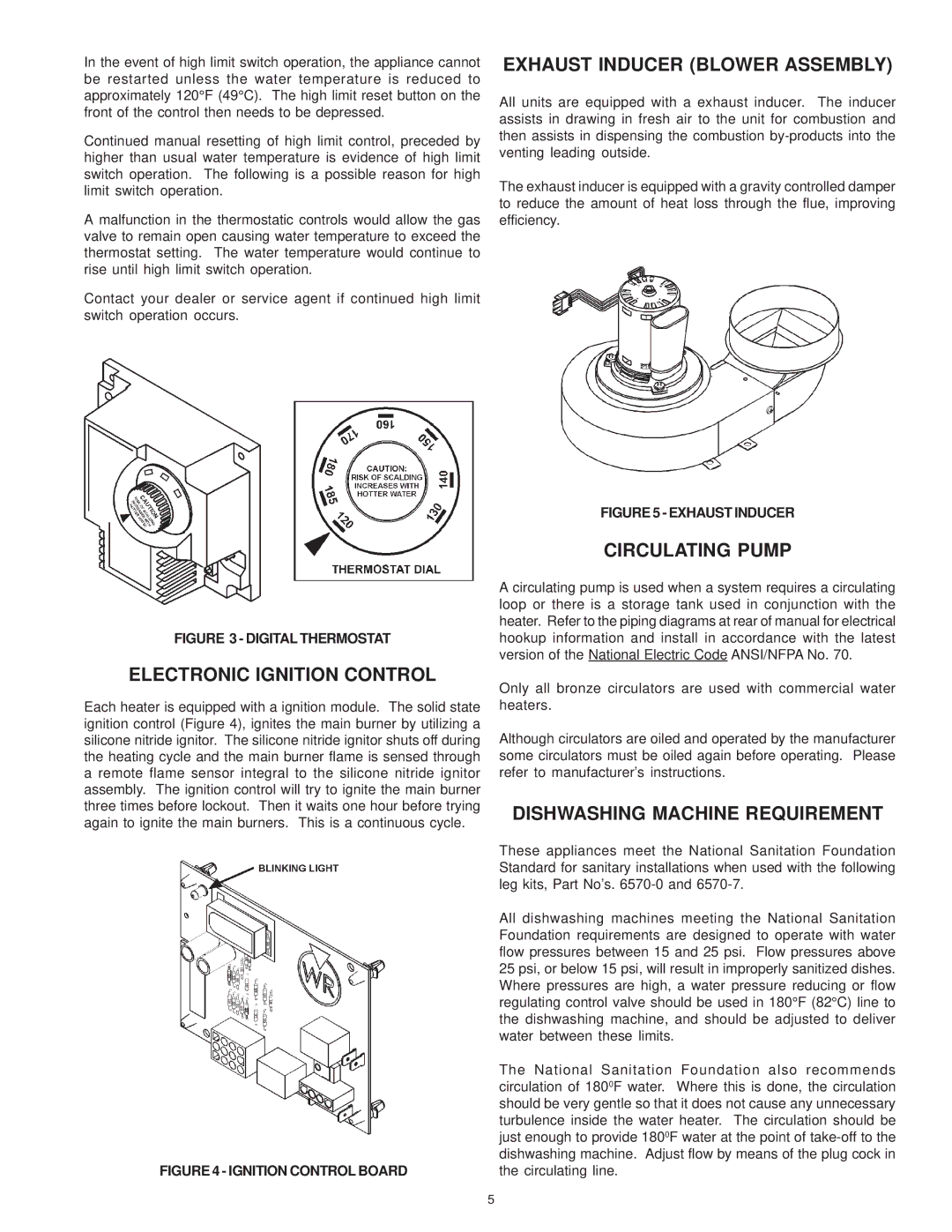 A.O. Smith SBD 30 150 warranty Electronic Ignition Control, Exhaust Inducer Blower Assembly, Circulating Pump 